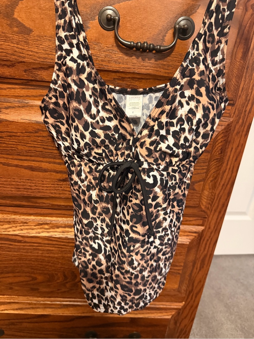 Leopard Print Women's One-Piece Swimsuit - Brown/Black